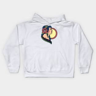 Traditional Retro Girl With Rose On Her Hair Kids Hoodie